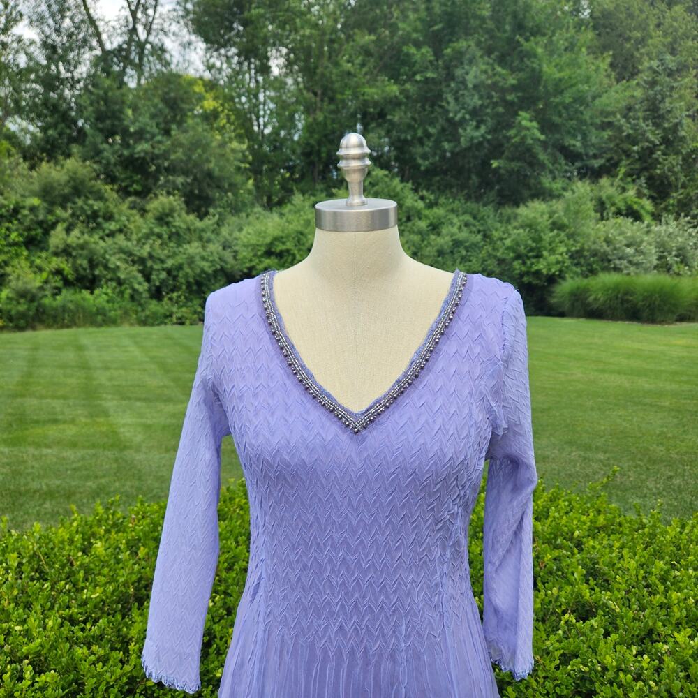 Komarov Beaded V-Neck Charmeuse Maxi Dress - Picture 2 of 10